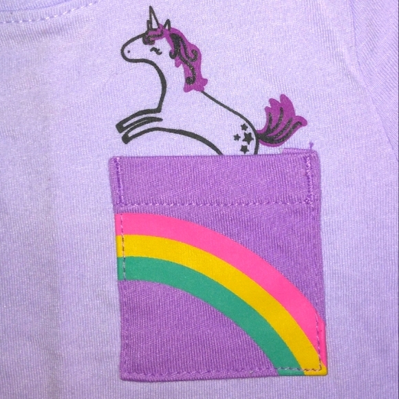 NWT☆CAT & JACK☆Lilac Purple Long Sleeve Unicorn Pocket Tee☆12m - Picture 4 of 9